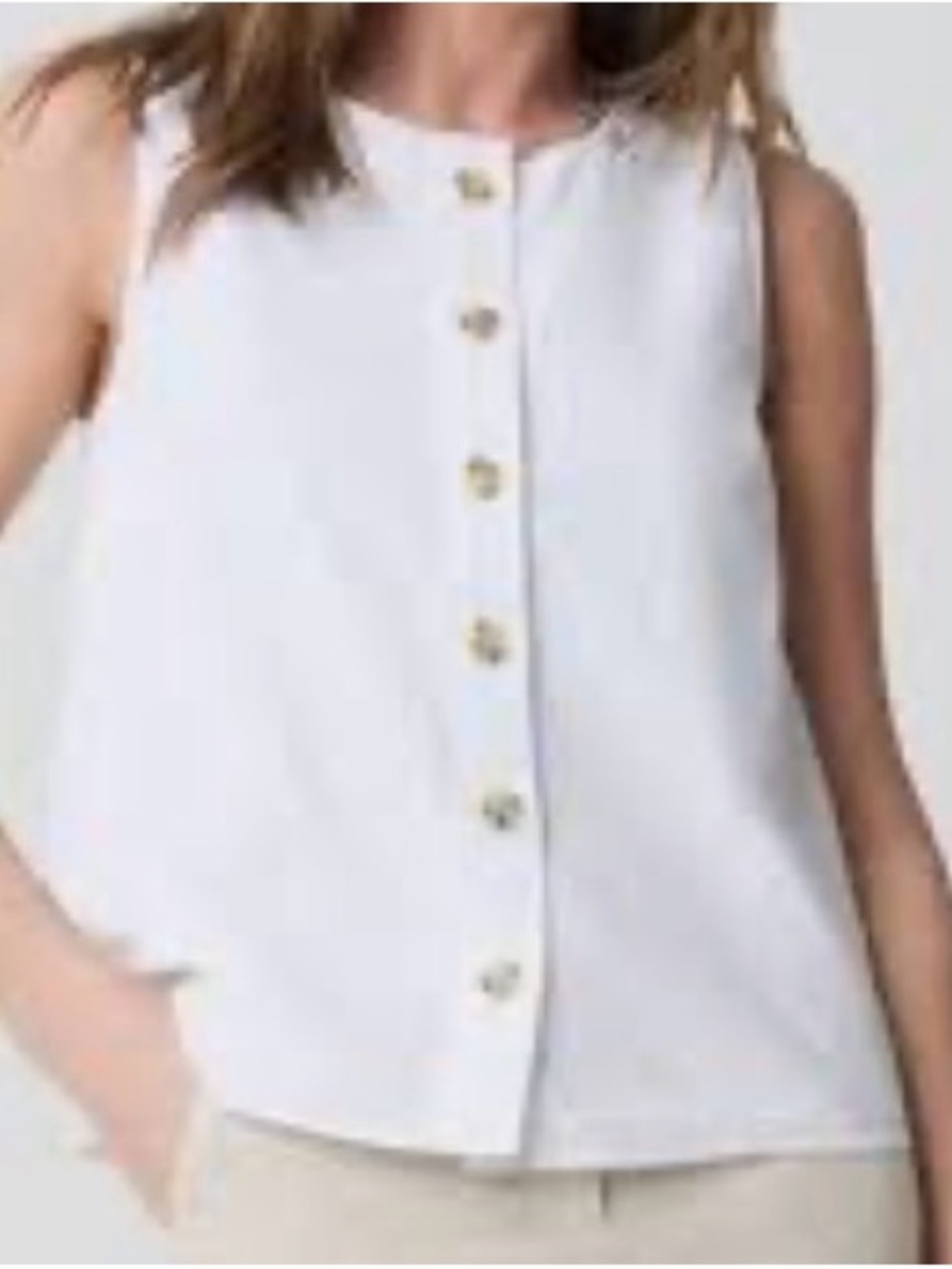 NWT JCrew Classic White Sleeveless Button-Front Top